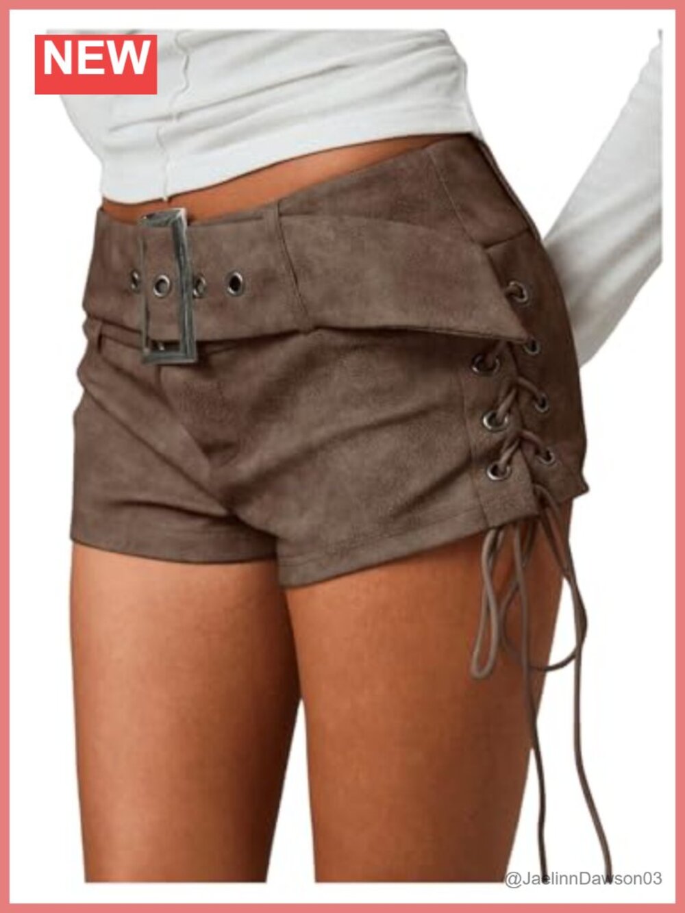MakeMeChic PU Leather Micro Shorts Ruched Low Waist Belted Knot Side